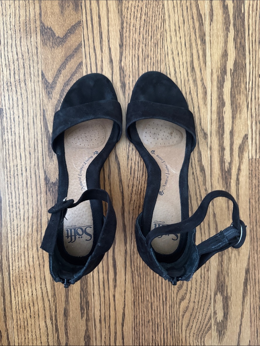 Söfft Black Suede Ankle-Strap Wedges - Picture 8 of 15
